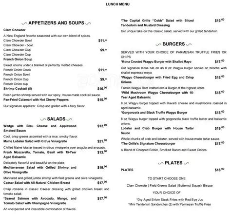 The Capital Grille, Buckhead Menu