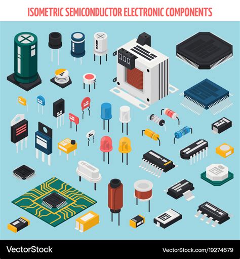 Semiconductor electronic components isometric icon