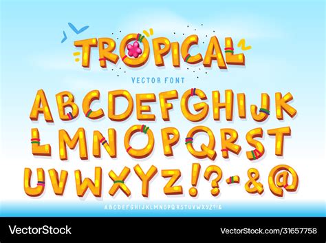 Tropical font Royalty Free Vector Image - VectorStock