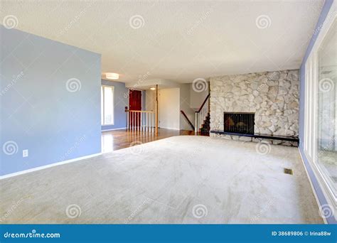 Empty Living Room With Fireplace