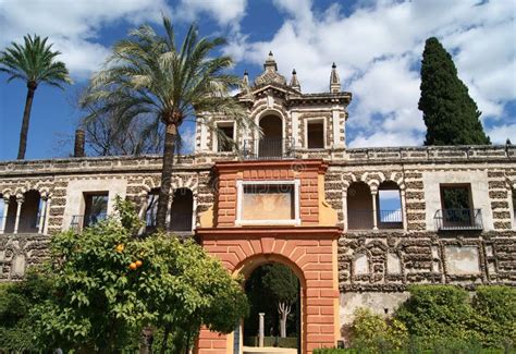 Real Alcazar of Seville Gardens Stock Photo - Image of horizontal ...