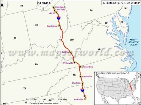 US Interstate 77 - Columbia, South Carolina to Cleveland, Ohio