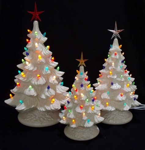 Old Time Pottery Christmas Trees | Silver Bells White Ceramic Christmas Tree C… | Vintage ...