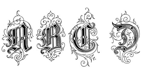 three different type of letters with swirly designs on the upper and ...