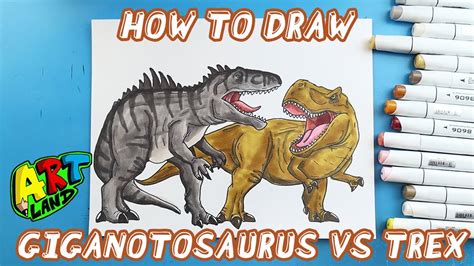 How to Draw GIGANOTOSAURUS VS T-REX