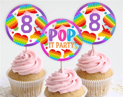 Pop It Birthday Cupcake Topper Pop It Party Decor Fidget Toy - Etsy