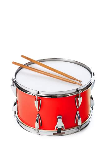 Red Snare Drum With Sticks Isolated On White Background Stock Photo - Download Image Now - iStock