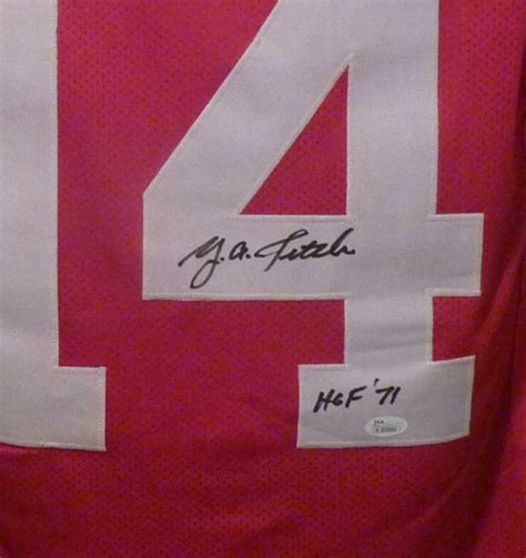 YA Tittle Autographed/Signed San Francisco 49ers XL Red Jersey HOF JSA ...