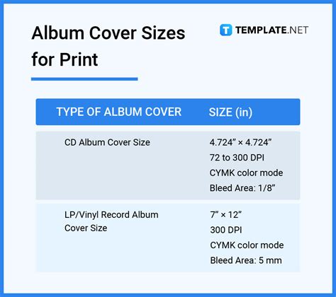 Album Cover Size - Dimension, Inches, mm, cms, Pixel