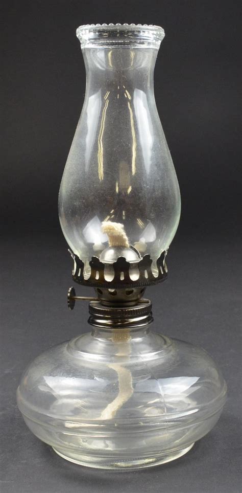 Vintage Clear Glass Hurricane Oil Lamp - 10" Tall