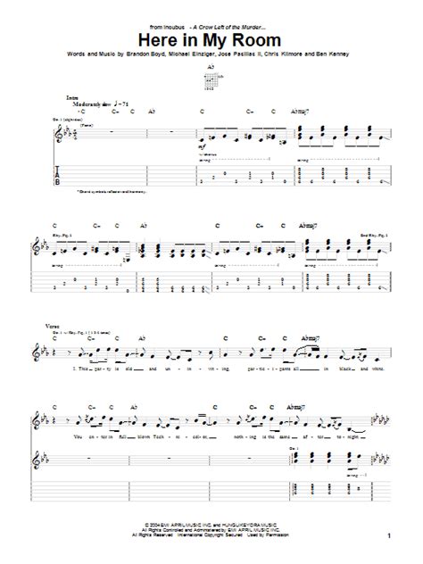 Here In My Room by Incubus - Guitar Tab - Guitar Instructor