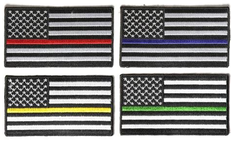 American Flags With Different Colored Thin Stripes For Servicemen
