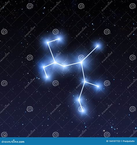 Sagittarius Constellation Map in Starry Sky Stock Illustration ...