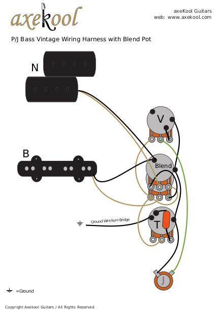 Fender PJ Bass Wiring Diagram & fitting Instructions, P/J Bass