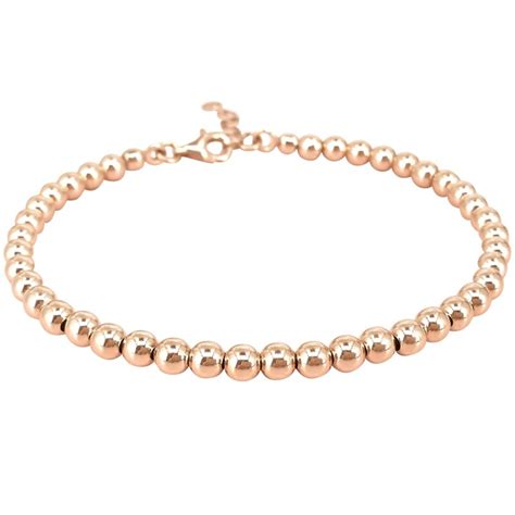 New Arrival Solid AU750 Rose Gold Bracelet Women Smooth Beads Bracelet ...