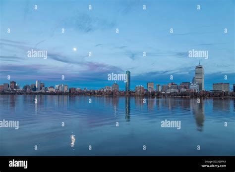 Boston Skyline Night Stock Photo - Alamy