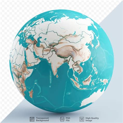 Premium PSD | A globe with a map of the world on it.