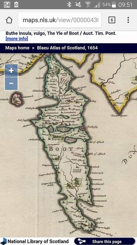 1654 map showing Bute (Boot). | Isle of bute, Rothesay, Scotland