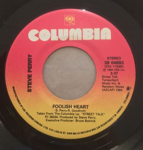 Steve Perry – Foolish Heart (1984, Vinyl) - Discogs