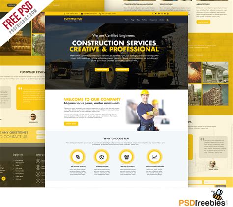 Construction Company Website Template Free PSD – Download PSD