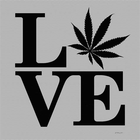 Marijuana Leaf Love Sign Digital Art by Gregory Murray