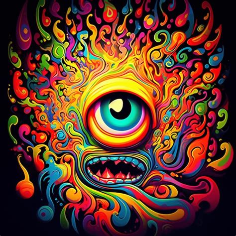 A colorful illustration of an eye with a large eye | Premium AI-generated image