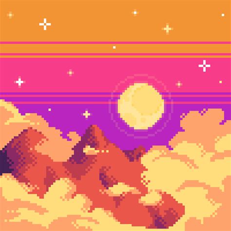 a sky at sunset : r/PixelArt