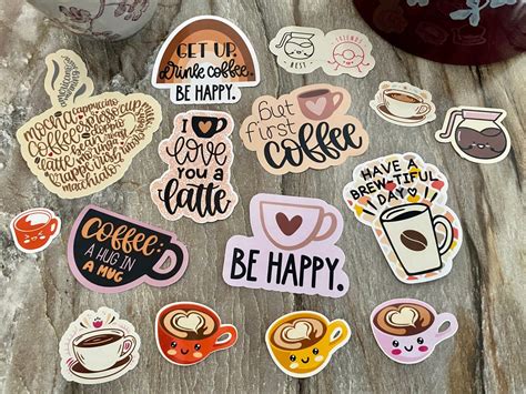 Coffee Sticker,be Happy Coffee Sticker Pack, Coffee Decals, Artsy ...