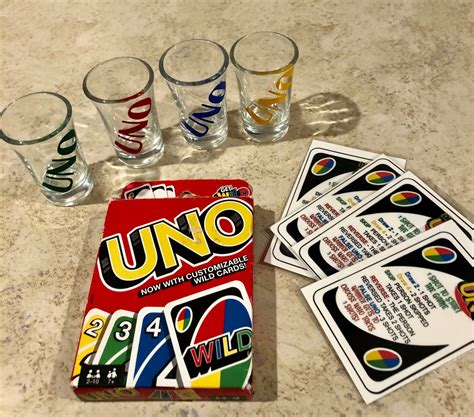 Drunk Uno card game Shot glasses uno cards and drunk uno | Etsy