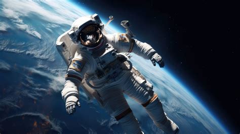 astronaut floating in space, realistic CGI, highly detailed suit, earth ...