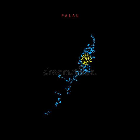 Palau Flag Map, Chaotic Particles Pattern in the Palau Flag Colors ...