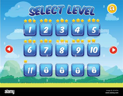 Colorful level selection screen for user interface game design on ...