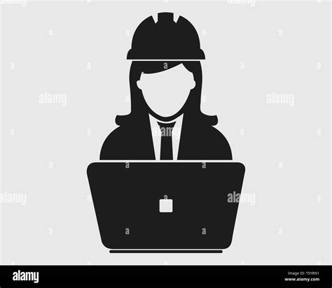 Computer Engineer Icon. Female symbol with computer monitor Stock ...