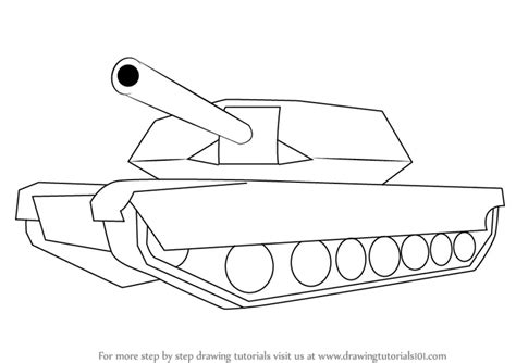 Learn How to Draw a Simple Tank (Military) Step by Step : Drawing Tutorials