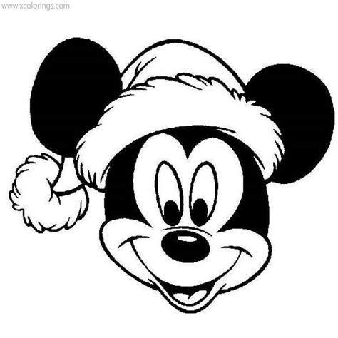 Mickey Mouse in Christmas HatColoring Pages - XColorings.com