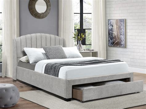 Barney Queen Bed Frame with Storage - Grey