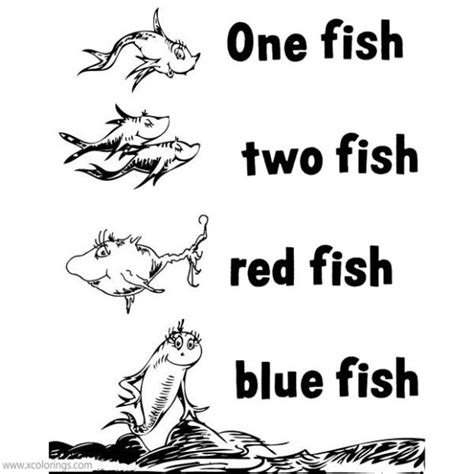 One Fish Two Fish Red Fish Blue Fish Coloring Pages Printable ...