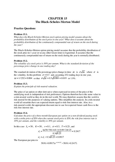 (PDF) CHAPTER 15 The Black-Scholes-Merton Model