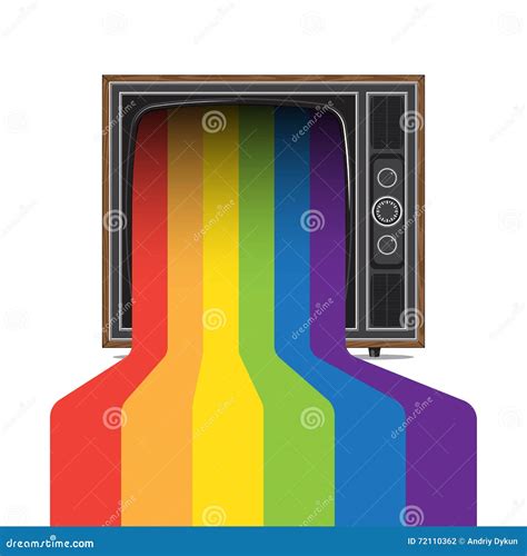 Retro tv with rainbow stock vector. Illustration of media - 72110362