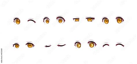 Anime manga girl expressions eyes set. Japanese cartoon style Stock ...