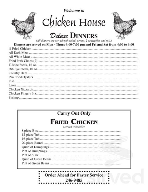 The Chicken House menus in Sellersburg, Indiana, United States