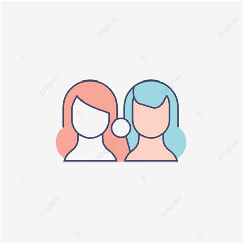 Two People Icon Vector Illustration, A Lineal Icon Depicting Young Women On White Background ...