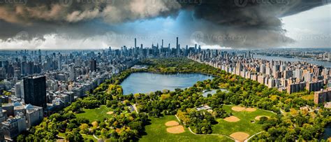 Central Park aerial view in Manhattan, New York. huge beautiful park is ...