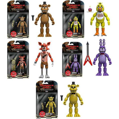 Freddy, Chica, Foxy, Bonnie & Golden Freddy Set of 5 Action Figures - Walmart.com - Walmart.com