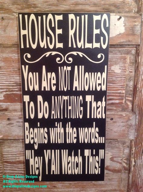 House Rules Sign 12 x 24 Wood Sign. Funny Sign