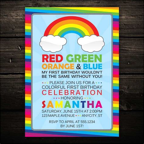 Rainbow Party Invite Template