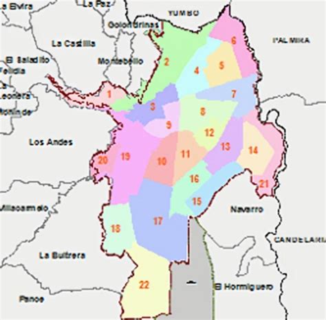 necesito el mapa de Santiago de cali con BARRIOS comunas y límites ...