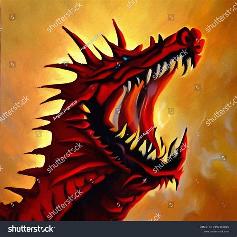 Fantasy Evil Dragon Portrait Surreal Artwork Stock Illustration ...