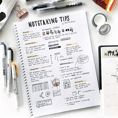 Note taking tips by @chloestudying ️ Swipe for Whitelines app scanned ...