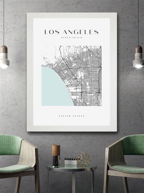 Los Angeles City Maps City Map Wall Art Decor Poster of Los - Etsy